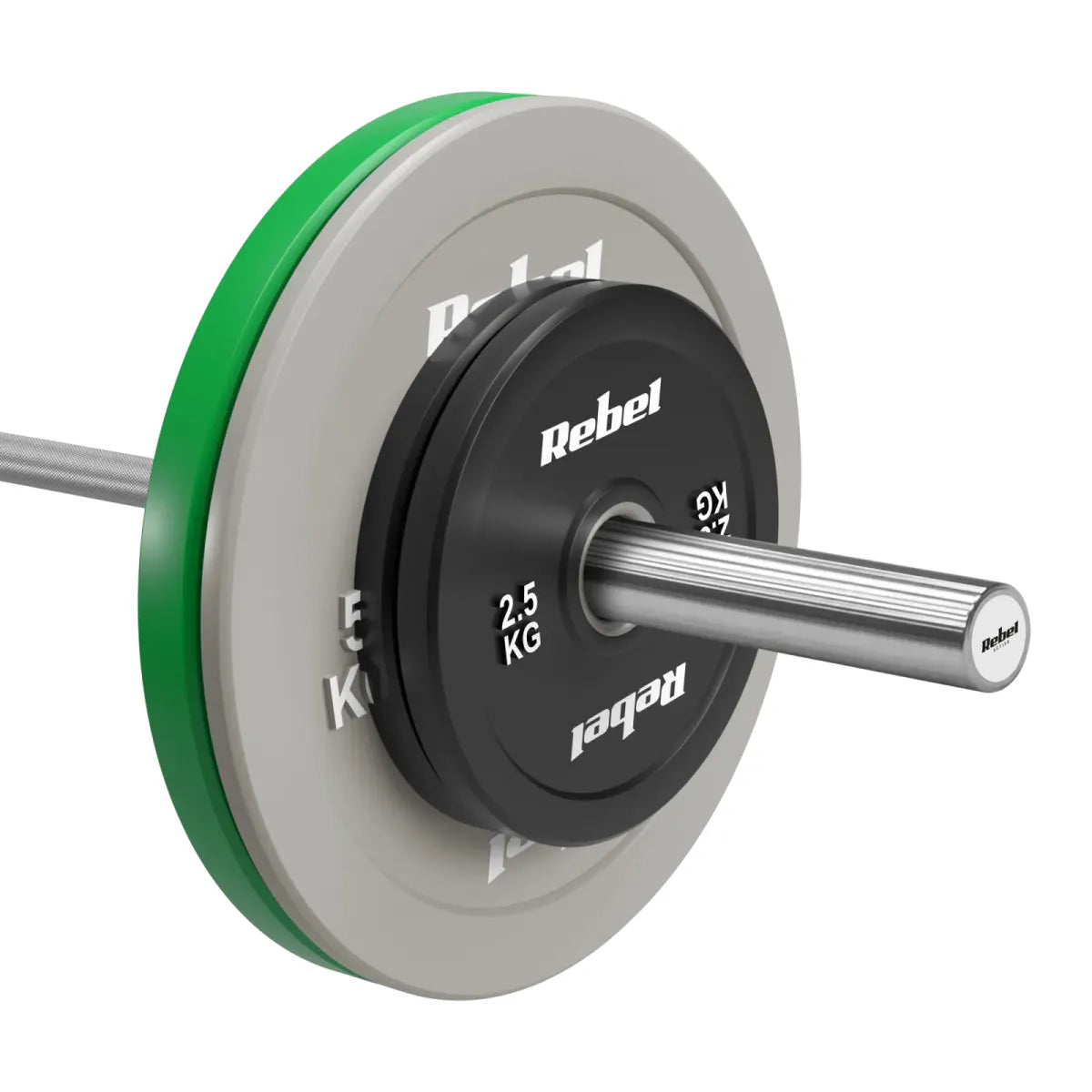 Gumijoti olimpiskie svaru diski BUMPER PREMIUM, BEAST sērija, komplekts 2 × 2,5 kg, 51 mm, REBEL ACTIVE