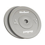 Gumijoti olimpiskie svaru diski BUMPER PREMIUM, BEAST sērija, komplekts 2 × 5 kg, 51 mm, REBEL ACTIVE