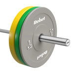 Gumijoti olimpiskie svaru diski BUMPER PREMIUM, BEAST sērija, komplekts 2 × 5 kg, 51 mm, REBEL ACTIVE