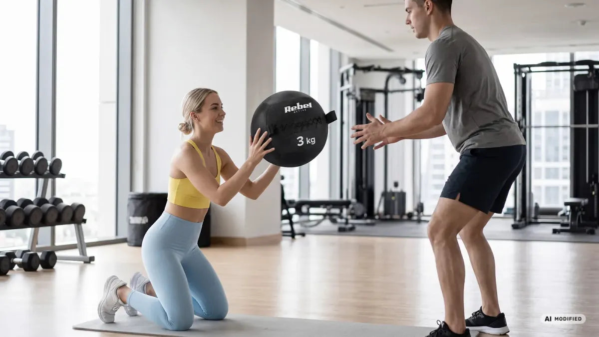 Medicīnas bumba fitnesam un rehabilitācijai, 10 kg, REBEL ACTIVE