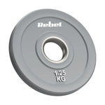 Gumijoti olimpiskie svaru diski BUMPER PREMIUM, BEAST sērija, komplekts 2 × 1,25 kg, 51 mm, REBEL ACTIVE