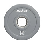 Gumijoti olimpiskie svaru diski BUMPER PREMIUM, BEAST sērija, komplekts 2 × 1,25 kg, 51 mm, REBEL ACTIVE