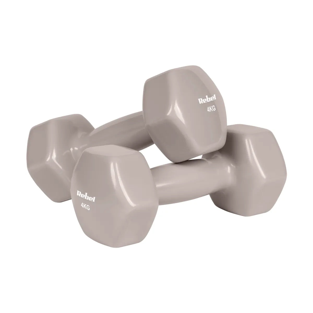 Čuguna HEX hanteles ar vinila pārklājumu 2 × 4 kg, REBEL ACTIVE