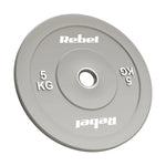 Gumijoti olimpiskie svaru diski BUMPER PREMIUM, BEAST sērija, komplekts 2 × 5 kg, 51 mm, REBEL ACTIVE