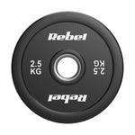 Gumijoti olimpiskie svaru diski BUMPER PREMIUM, BEAST sērija, komplekts 2 × 2,5 kg, 51 mm, REBEL ACTIVE