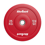 Gumijots olimpiskais svaru disks BUMPER PREMIUM, BEAST sērija, 25 kg, 51 mm, REBEL ACTIVE