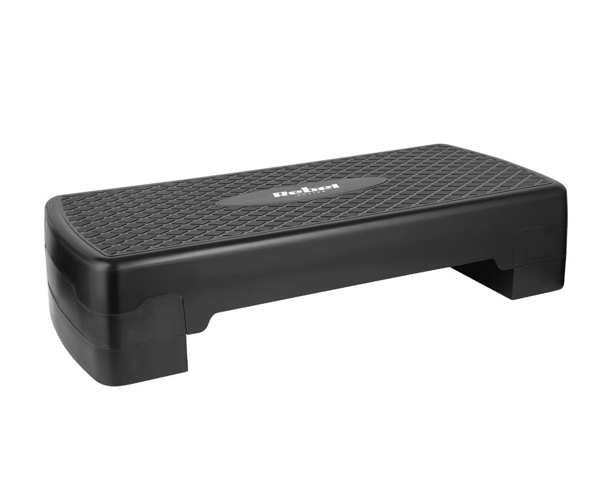 Stepa platforma aerobikai un fitnesa vingrinājumiem, 2 līmeņi, 68 cm, melni, REBEL ACTIVE