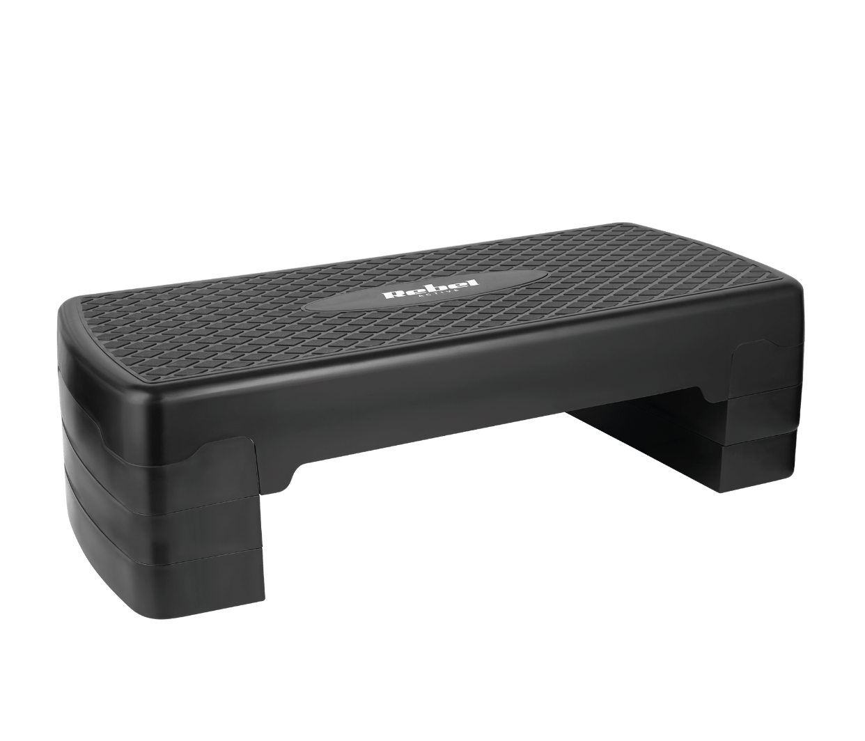Steps aerobikai un fitnesa vingrinājumiem, 3 līmeņi, 68 cm, melns, REBEL ACTIVE