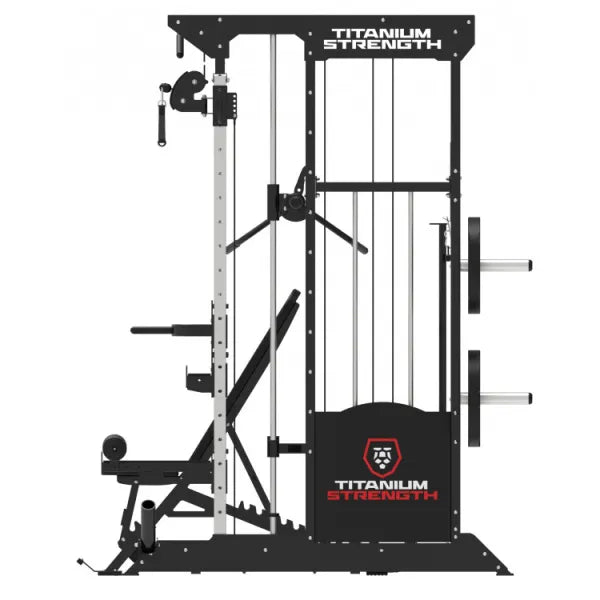 Daudzfunkcionālais trenažieris Titanium Strength Black Series B200 ar 200 KG svara diskiem