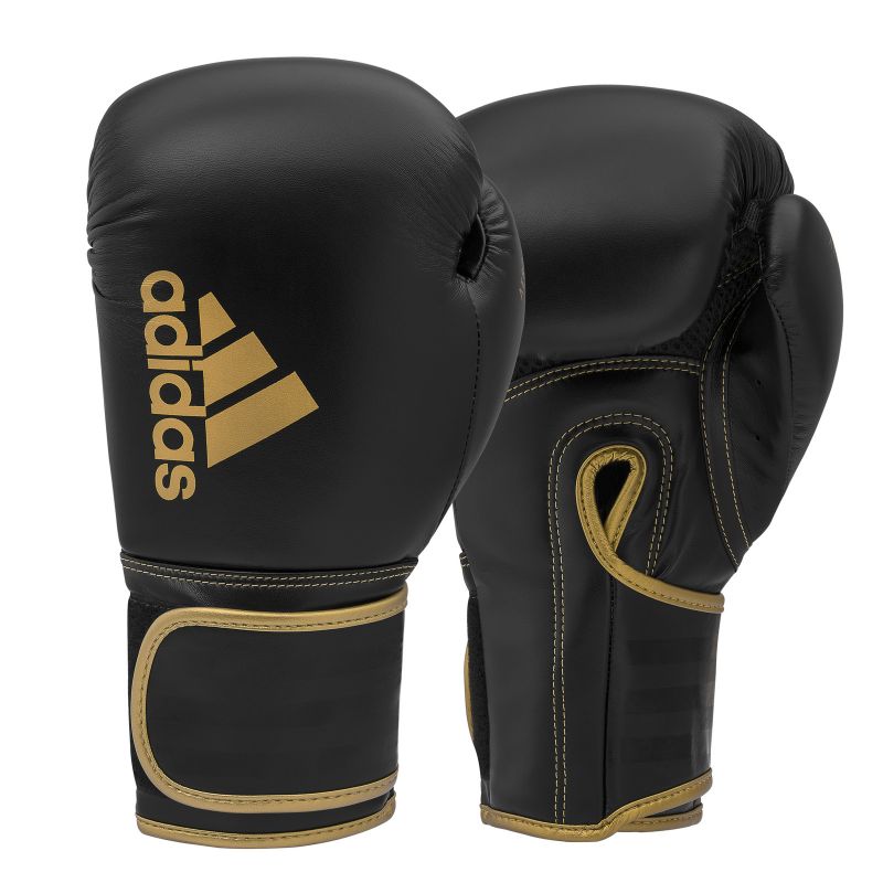 adidas HYBRID 80 ADIH80 boksa cimdi melns zelts - 14 oz