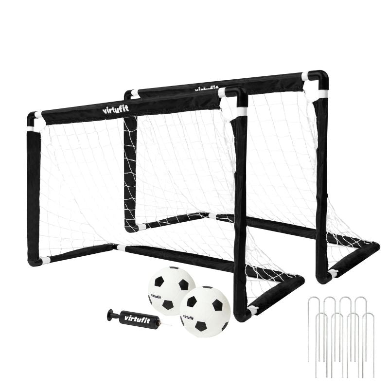 VIRTUFIT BĒRNU FUTBOLA VĀRTU KOMPLEKTS AR 2 BUMBIŅĀM UN SŪKNI - FUTBOLA VĀRTI - 92