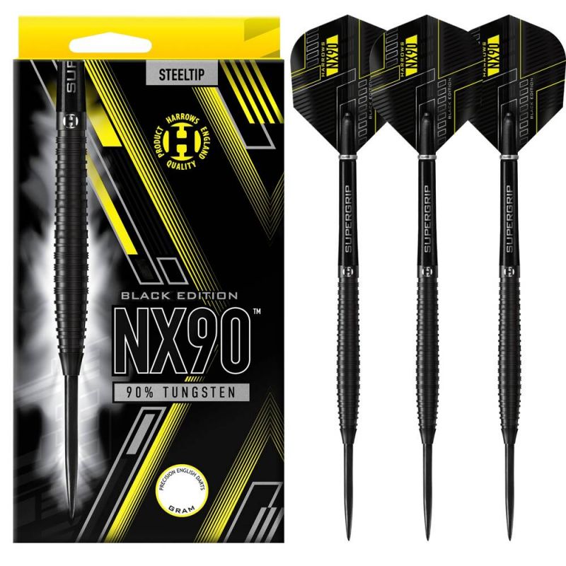 Harrows NX90 melnas šautriņas, 90% tērauda uzgalis, NX90Black90% - 23 g