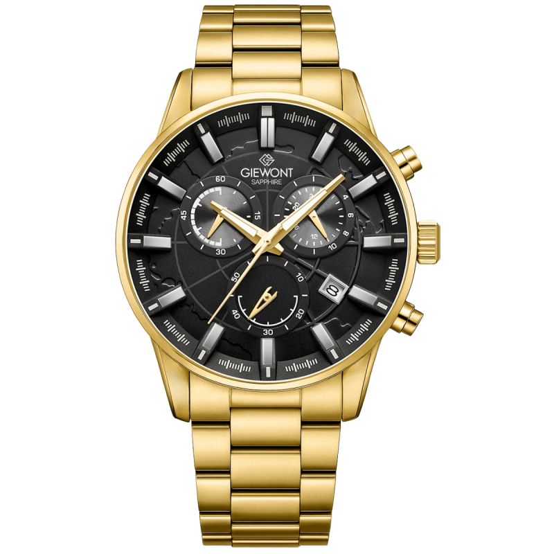 Men's Watch Giewont Chronograph Sapphire Gold Black GW4580-B4