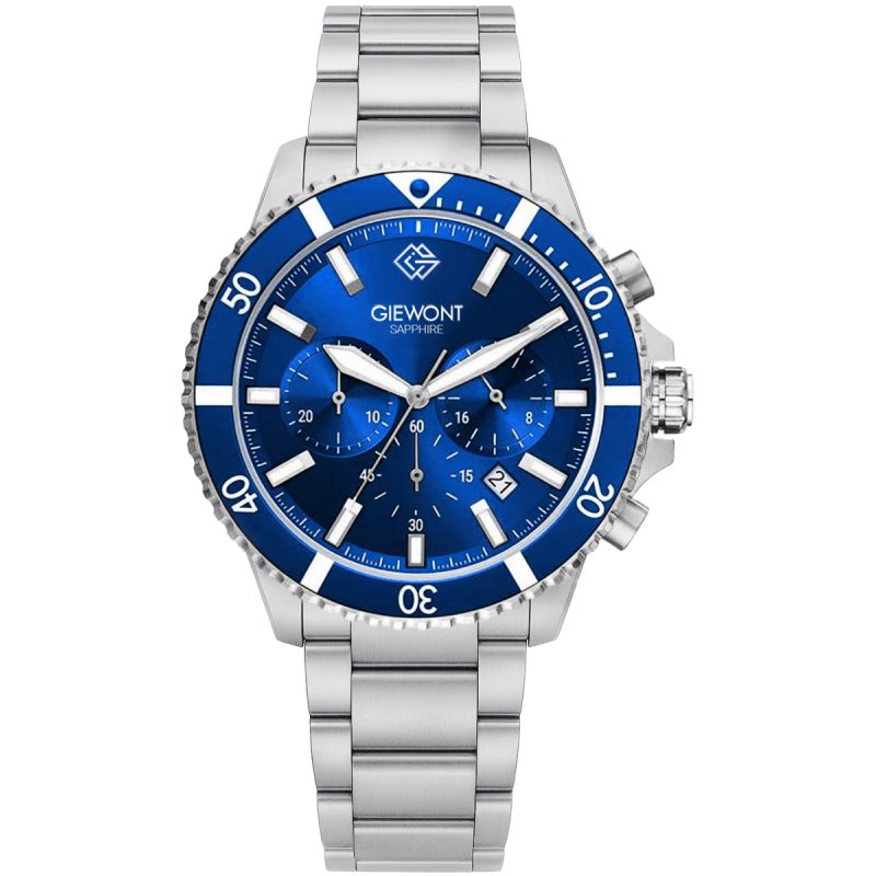 Men's Watch Giewont Chronograph Sapphire Silver Blue GW3970-B3