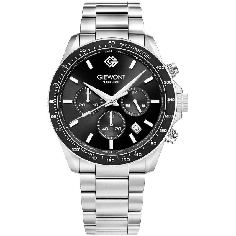 Men's Watch Giewont Chronograph Sapphire Silver Black GW3520-B2