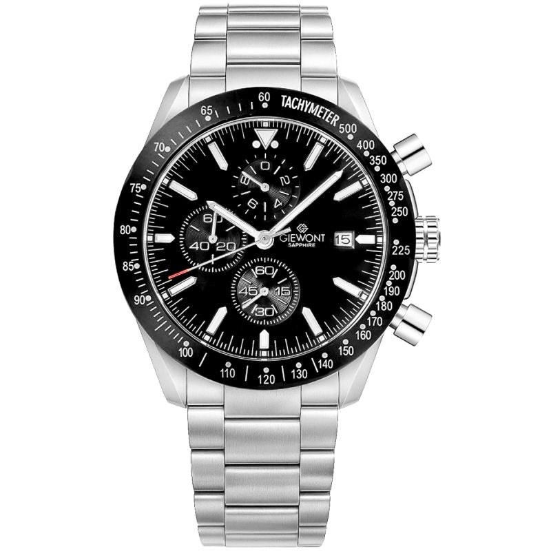 Men's Watch Giewont Chronograph Sapphire Silver Black GW8720-B2