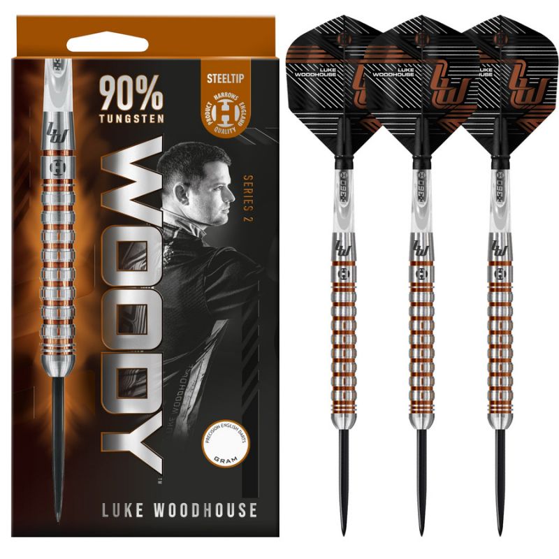 Harrows Woody Luke Woodhouse 2 90% tērauda uzgaļa šautriņas - 23 g