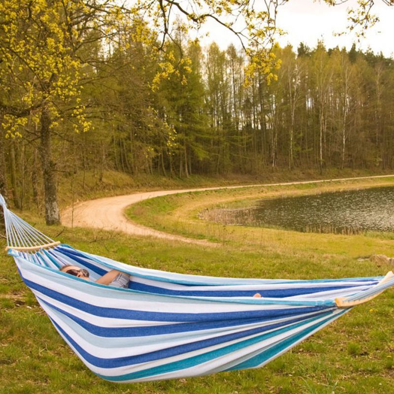 Dārza šūpuļtīkls 2 cilvēki Luxe XXL 250x150 cm zils 1021201