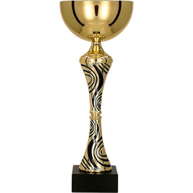 Gold and black metāla kauss