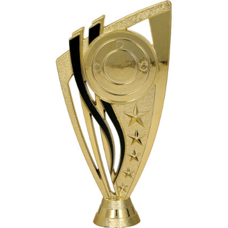 Gold plastic figurine with space for an emblem