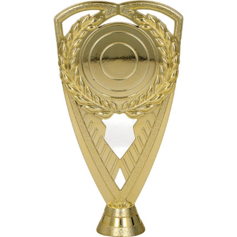 Gold plastic figurine with space for an emblem