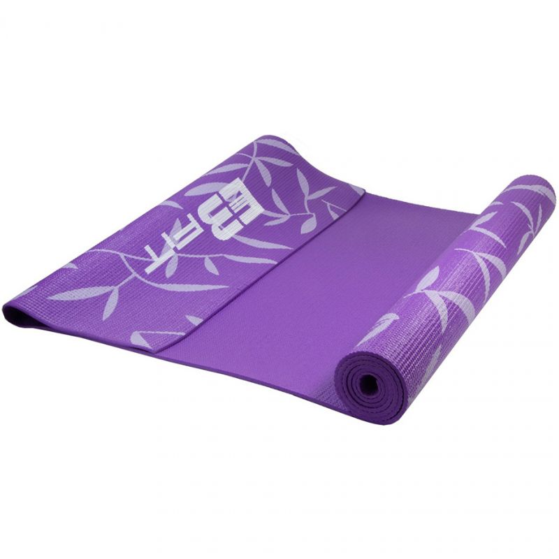 Pretslīdes 173x61x5mm ziedu jogas paklājiņš ar violetu maisiņu EB FIT 1029405