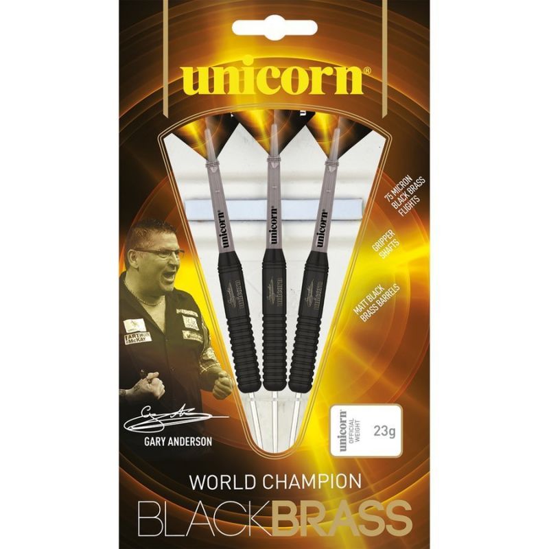 Šautriņa ar tērauda uzgali Unicorn Black Brass - Gary Anderson 22g: 27664 | 24g: 27665 | 26g: 27666 - 24 g