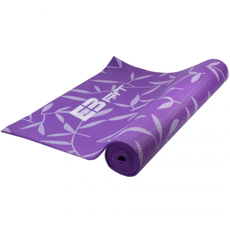 Pretslīdes 173x61x5mm ziedu jogas paklājiņš ar violetu maisiņu EB FIT 1029405