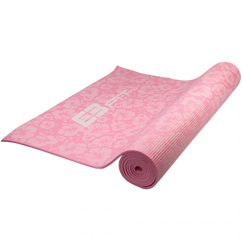Pretslīdes jogas paklājiņš 173x61x5 ziedi ar somu rozā EB FIT 1029399