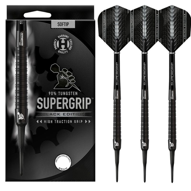 Harrows Supergrip Black 90% Softip šautriņas - 18 g