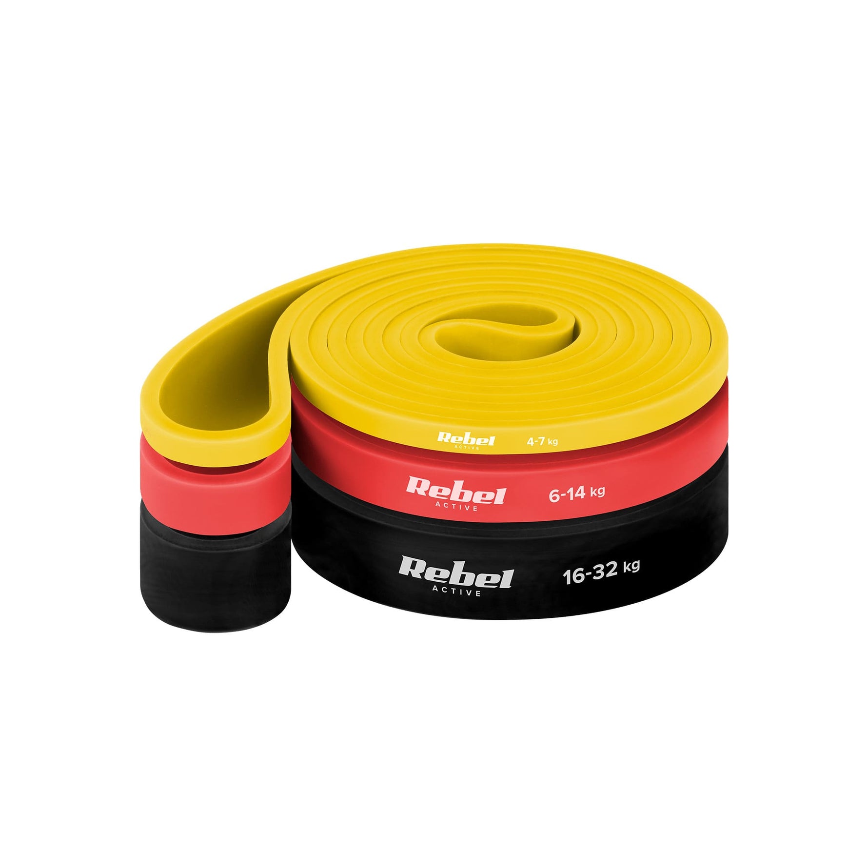 TPE vingrošanas lentu komplekts - Power Band PT-S3, 4-32 kg, 3 TPE lentes, REBEL ACTIVE