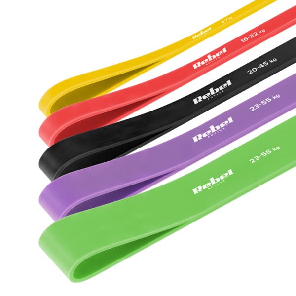 Vingrošanas joslu komplekts TPE - Power Band PTs-1, 4-55 kg, 5 gum TPE, REBEL ACTIVE